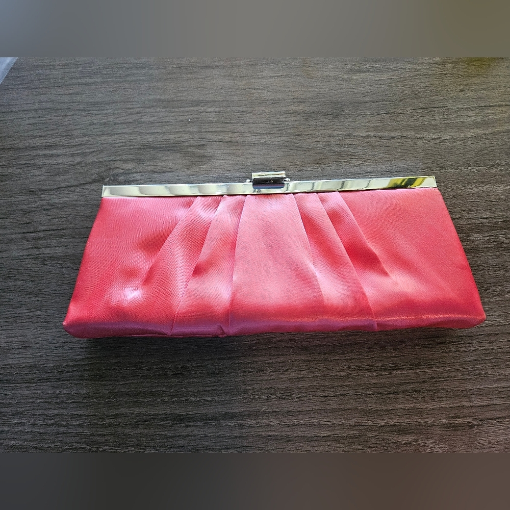 Elegant Salmon Satin Clutch